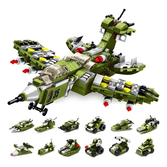 Lego Avion Militar 12 En 1 -25 Combinaciones 576 Piezas