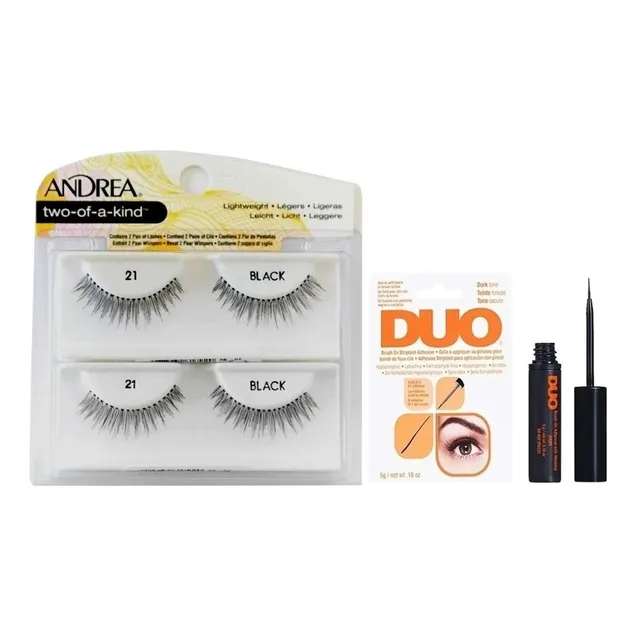 Kit  2 Pares Pestañas Postizas En Tiras Andrea+pegamento Duo