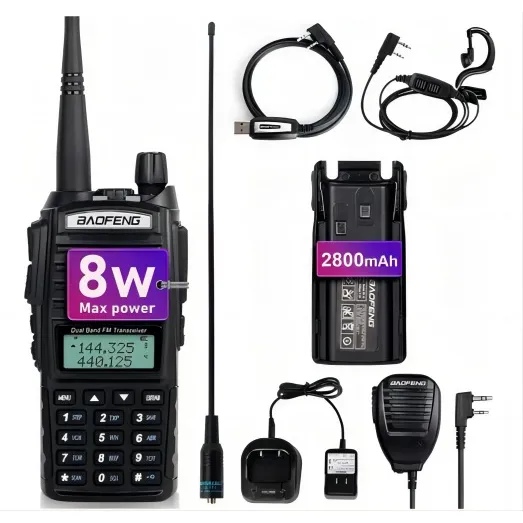 Radio 2 Vías 8w Walkie Talkie Inalámbrico Uhf Vhf Fm 2800mah