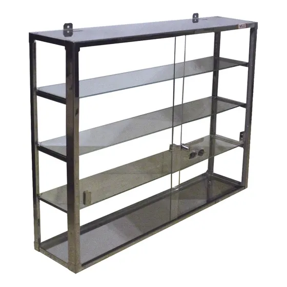 Vitrina Exhibidora De Pared En Acero Inoxidable.de Colgar Con 3 Estantes Y Cerradura.vaco Comercial