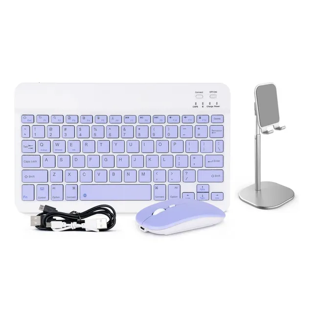 Juego De Teclado En Español Y Mouse Con Bluetooth + Soporte