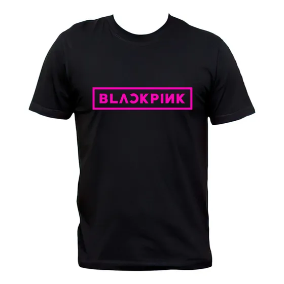 Remera Negra Blackpink K-pop Logo Algodón Premium