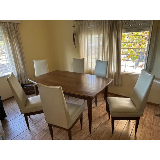 Juego De Comedor Madera 6 Sillas Mesa Extensible Marrón Oscuro