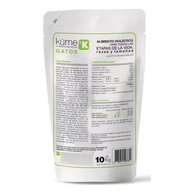 Alimento Küme Holístico Para Gatos X 10 Kg En Bolsa Blanca 
