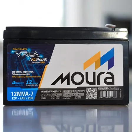 Bateria Nobreak Moura 12v 7ah Original Selada Central Alarme Preto