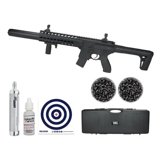 Rifle Pressão Co2 Semi-auto Mcx 30 Bk 4,5+case+itens