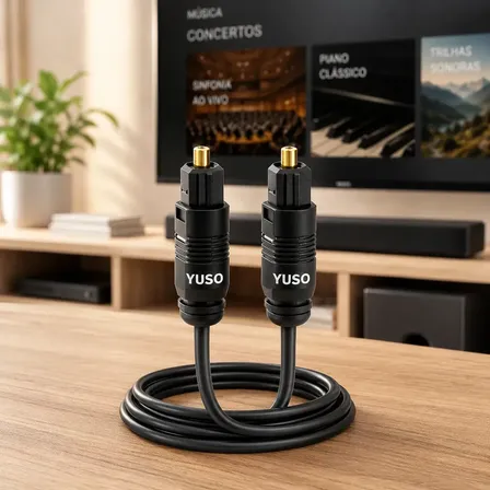 Cabo De Áudio Óptico Digital Toslink 2 Metros Spdif Hifi Surround 5.1 7.1 Home Theater Tv Video Game - Yuso