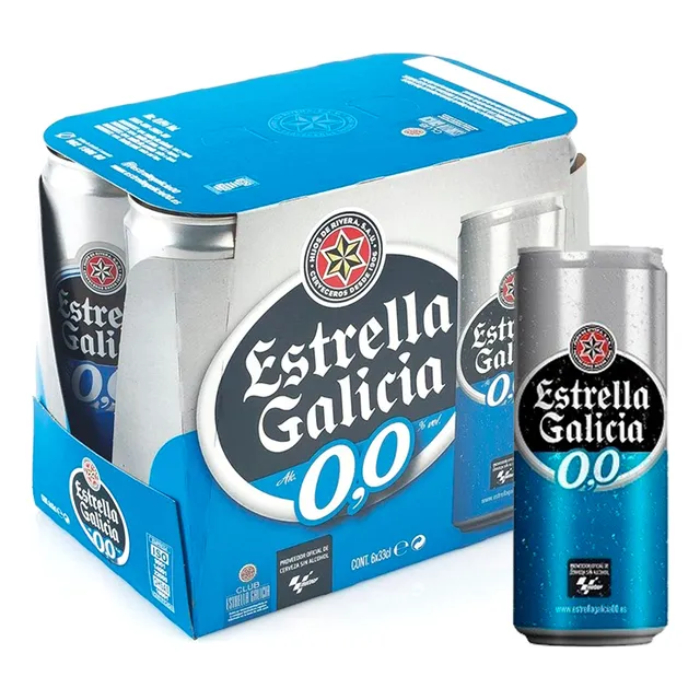 Pack X6 Cerveza Estrella Galicia Sin Alcohol Lata 330ml Ub