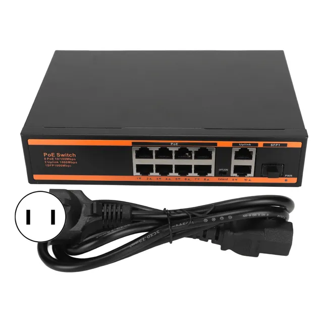 Conmutador Poe, 100 M, 1000 M, 11 Puertos, Conector Gigabit