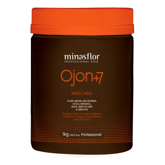Máscara Ojon +7 Minasflor 1KG - Reconstrução com Óleo de Ojon ,Argan | Para Cabelos Químicos