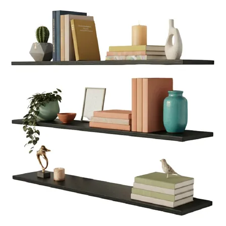 Repisas Flotantes Brasov Set De 3 Modernas 80 X 20 Cm, Negro
