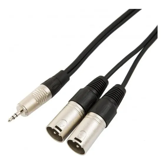 Cable 2mts Con Conector Mini Jack 3.5 A Dos Canon Xlr Macho 