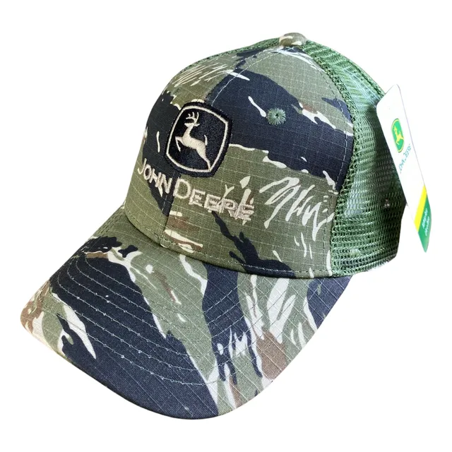 Gorra Estilo John Deere Camuflaje Malla Verde Trucker Jd090 Verde Musgo Único Camuflaje