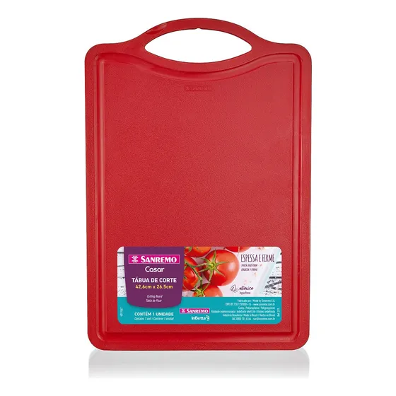 Tábua De Corte Plástica Extragrande Vermelha 42,6cmx26,5cm C