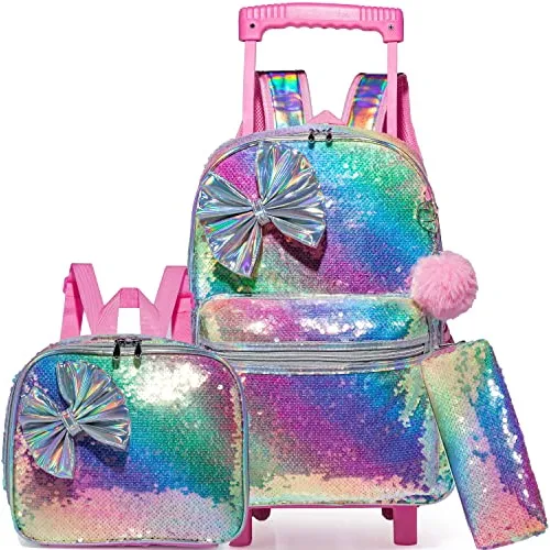 Bowknot Rolling Mochila Para Niña Roller Mochilas Con 8mq6s