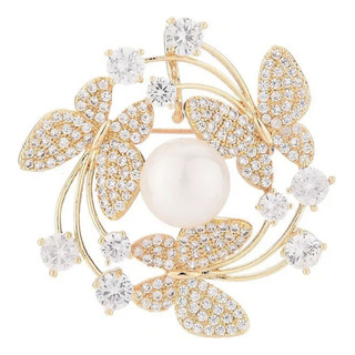 Hermoso Broche Prendedor Corona De Mariposas Brillantes Dama Hermoso Broche Prendedor Corona De Mariposas Brillantes Dama