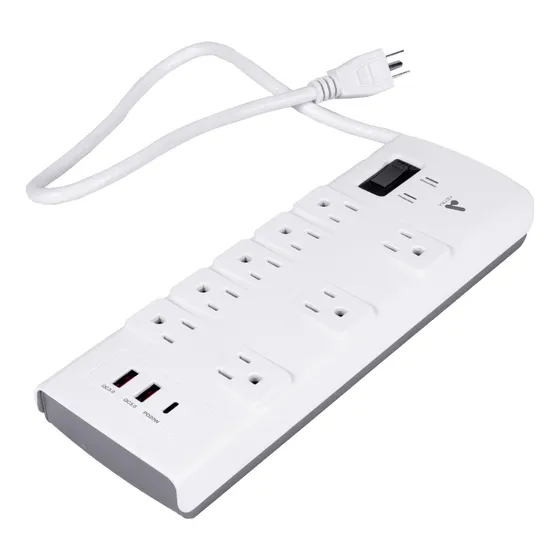 Regleta 8 Tomas Sobretensión 2 Usb/ 1 Usb-c Blanco Astra