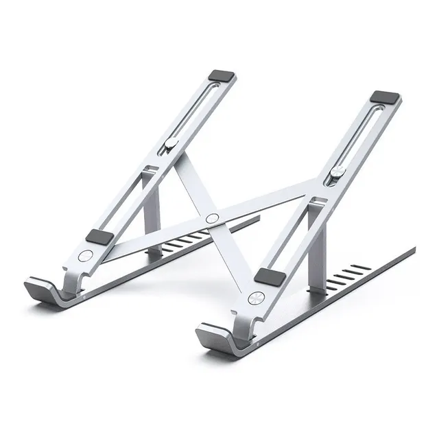 Soporte Notebook Aluminio Regulable Anti Deslizante Vention Color Plateado