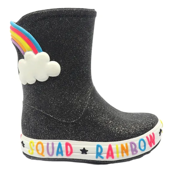 Galocha Infantil Menina Plugt Nuvem Arco Iris Gliter Botinha
