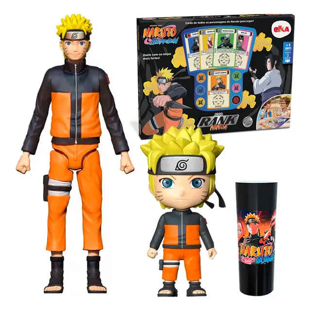 Kit 2 Bonecos Naruto Uzumaki Shippuden E Jogo Rank Ninja