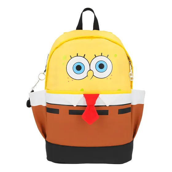 Mochila Bob Esponja Edicion Especial Corbatita Color Amarillo Diseño De La Tela Lisa