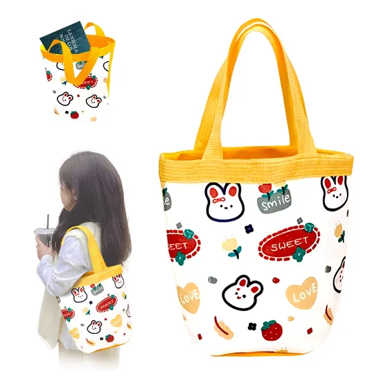 Bolso De Mano Lona Portátil Estampado Compras Kawai 