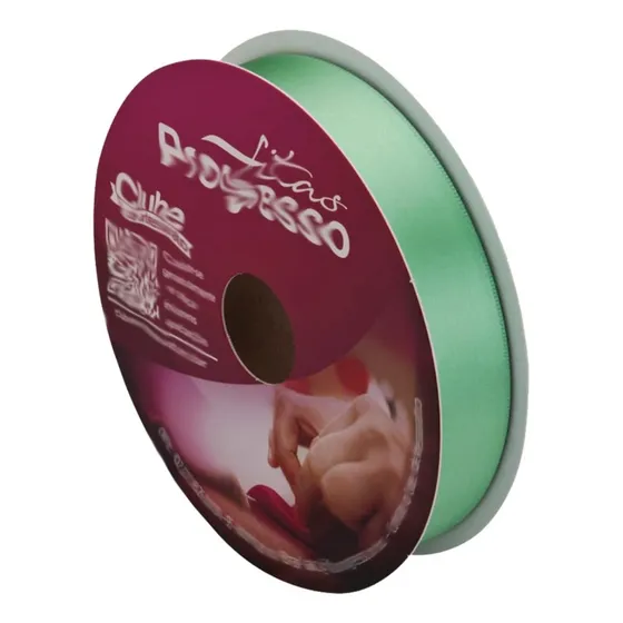 Fita De Cetim Progresso Diversas Cores N°3 15mm 50m - 1 Rolo Cor 232 VERDE MENTA