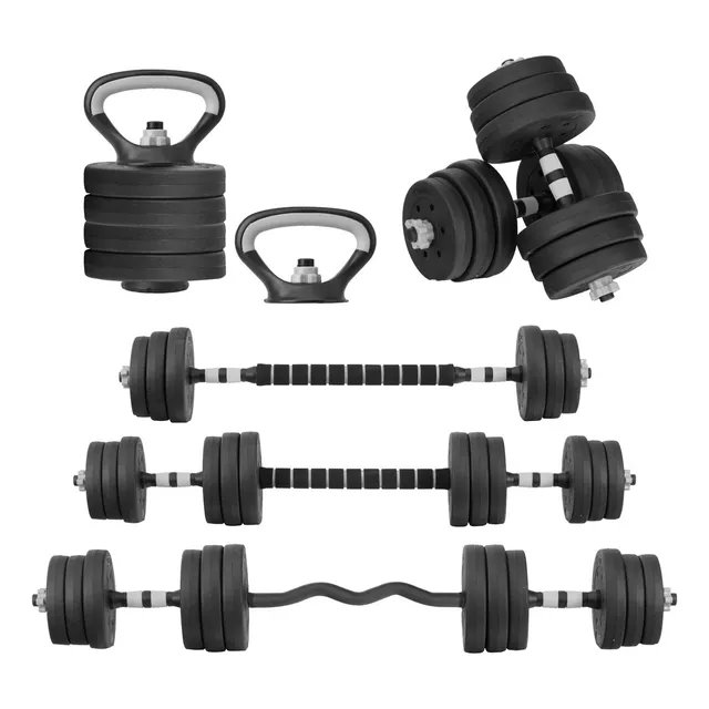 Set Mancuernas Altera Barra Ajustable 20kg Pesa Rusa Discos Color Gris