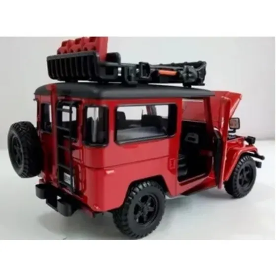 Toyota Fj40 Safari, Rojo, Escala 1:24, Metalico, 18cms Largo