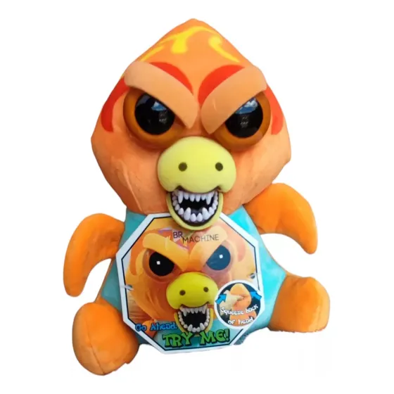 Urso De Pelúcia Feisty Dino Laranja Br Machine 22 Cm