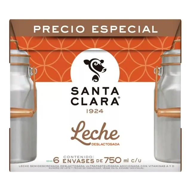 Leche Santa Clara Deslactosada 1 Pack De 18 Leches De 750 Ml