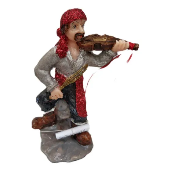 Imagem Cigano Wladimir Com Violino Glitter 12cm Resina