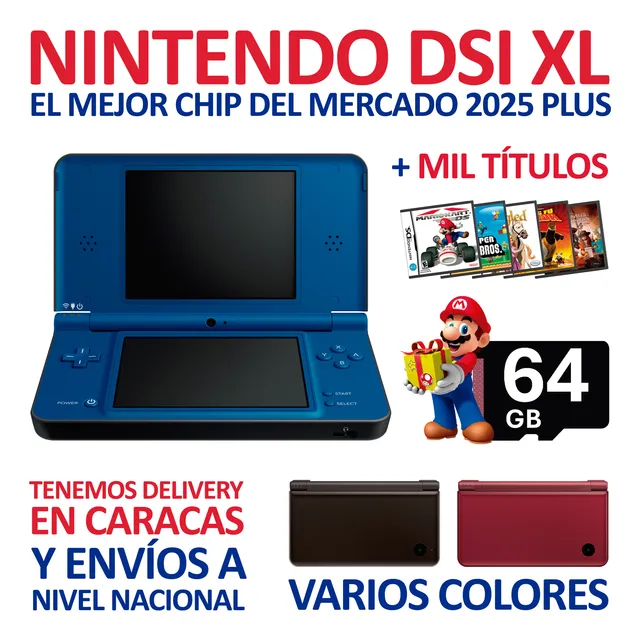 Nintendo Dsi Xl: Consola Dsxl + Chip2025 Plus + Mil Títulos