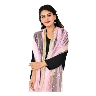 Tms - Bufanda De Dupatta Con Diseno De Red Adornada Para Muj Tms - Bufanda De Dupatta Con Diseno De Red Adornada Para Muj