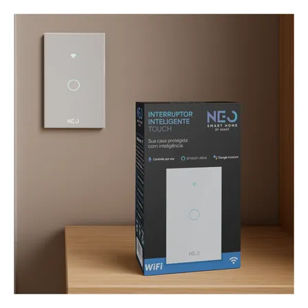 Interruptor Smart Wi-fi 1 Botão Touch Branco Neo By Avant Preto