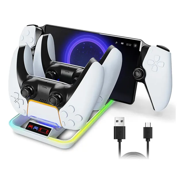 Cargador Para Mandos Ps5 Y Playstation Portal 3 En 1 Rgb