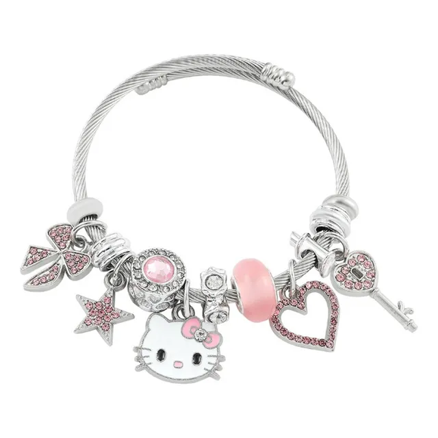 Warmie- Pulsera Plata For Hello Kitty Dije Ajustable