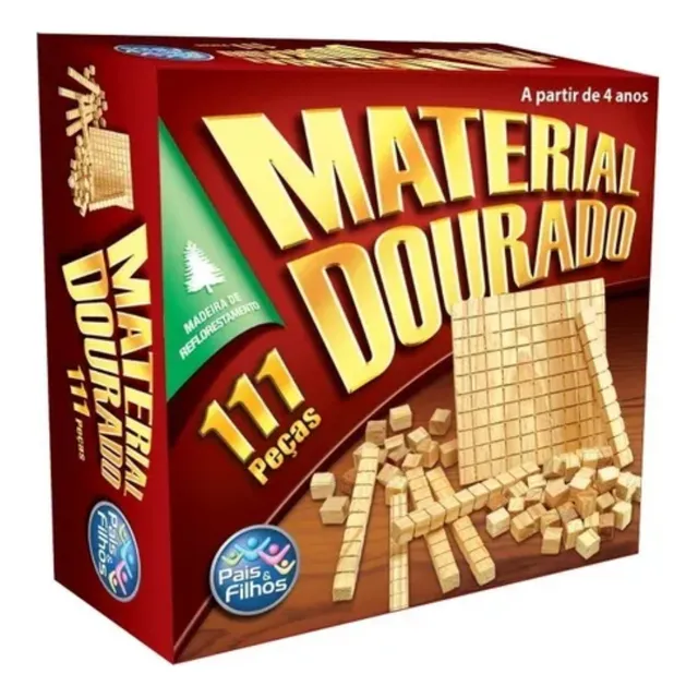 Material Dourado Aluno Estojo Caixa Em Madeira 111 Peças
