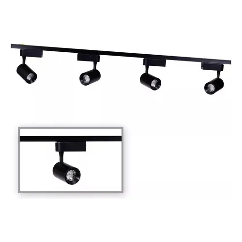 Kit De Iluminación Riel 1 Metro Ajustable 4 Lámparas