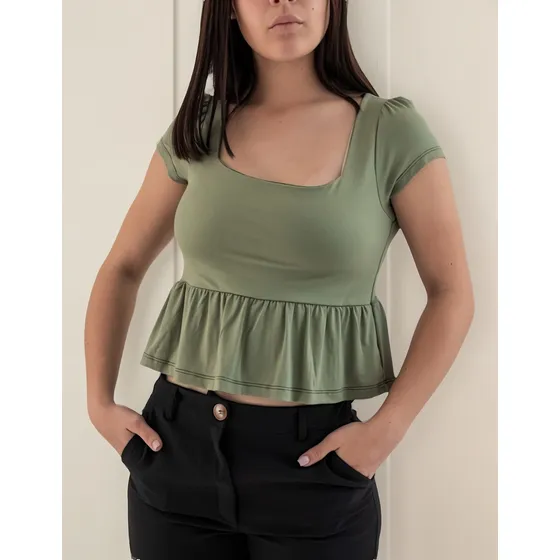 Remera Crepe Viscosa Escote Cuadrado #2421