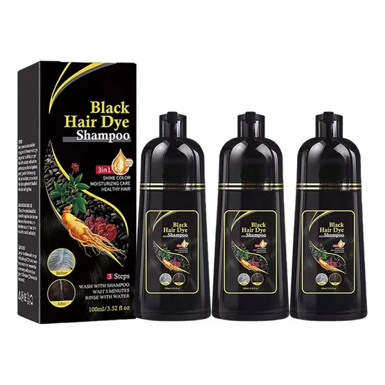 Shampoos Instantâneos Para Tingir Cabelos Pretos (3 Unidades