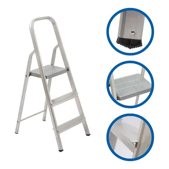 Escalera Doméstica Maestro Degraus 04503 de Aluminio con 3 Peldaños