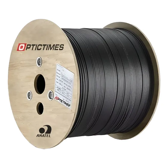 Cabo Fibra Óptica Drop Flat 1 Fibra Optictimes Bobina 1km