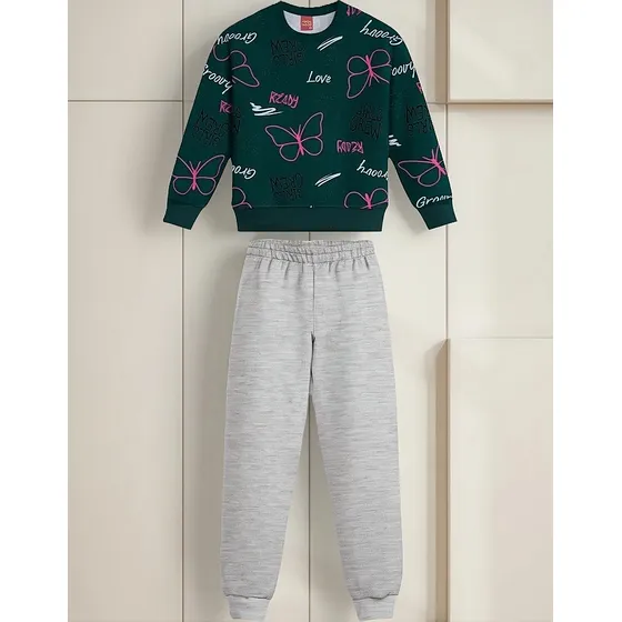 Conjunto Kyly Infantil Menina Blusão Calça Moletom Peluciado