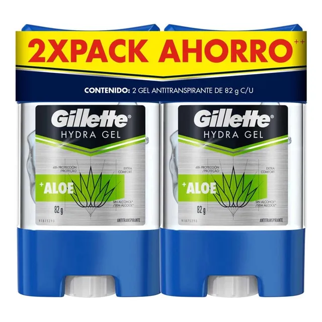 Antitranspirante en Gel Gillette Aloe 2 Piezas de 82g
