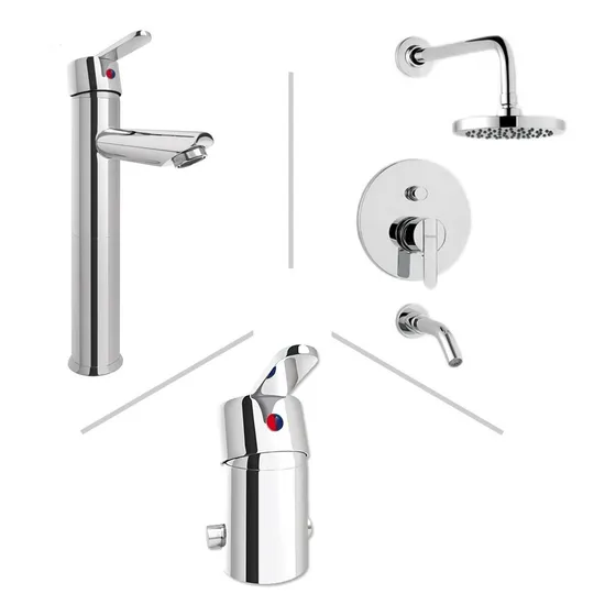 Set Grifería Lavatorio Alto Bidet Ducha Peirano Bilbao
