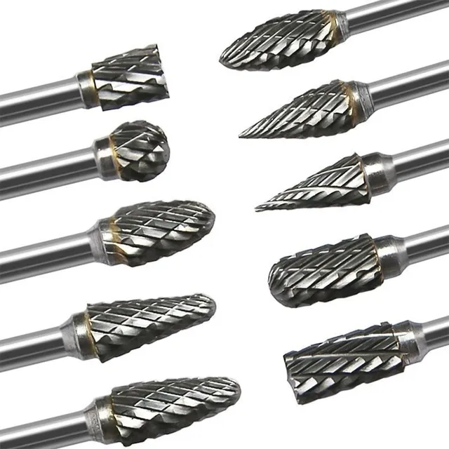 Juego 10 Fresas Lima Rotativa 1/8 Metal Duro For Dremel