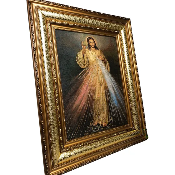 Cuadro Gobelino Señor Dla Misericordia 53x43cm Tejido A Mano