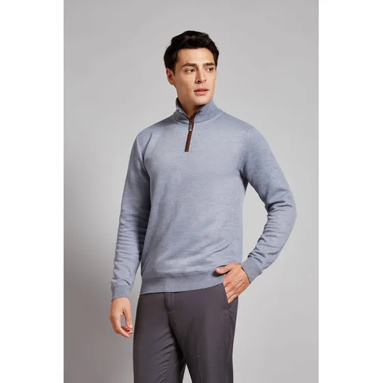 Sweater Devré Medio Cierre Liso Gris Hombre 60d000179034