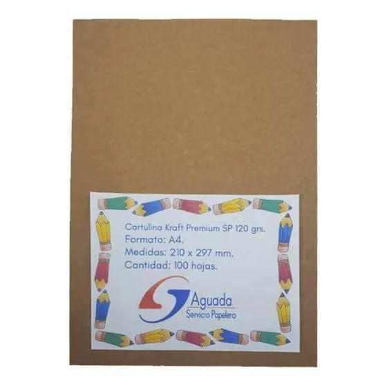 Cartulina Kraft A4 120gr. Pack X100 Serviciopapelero